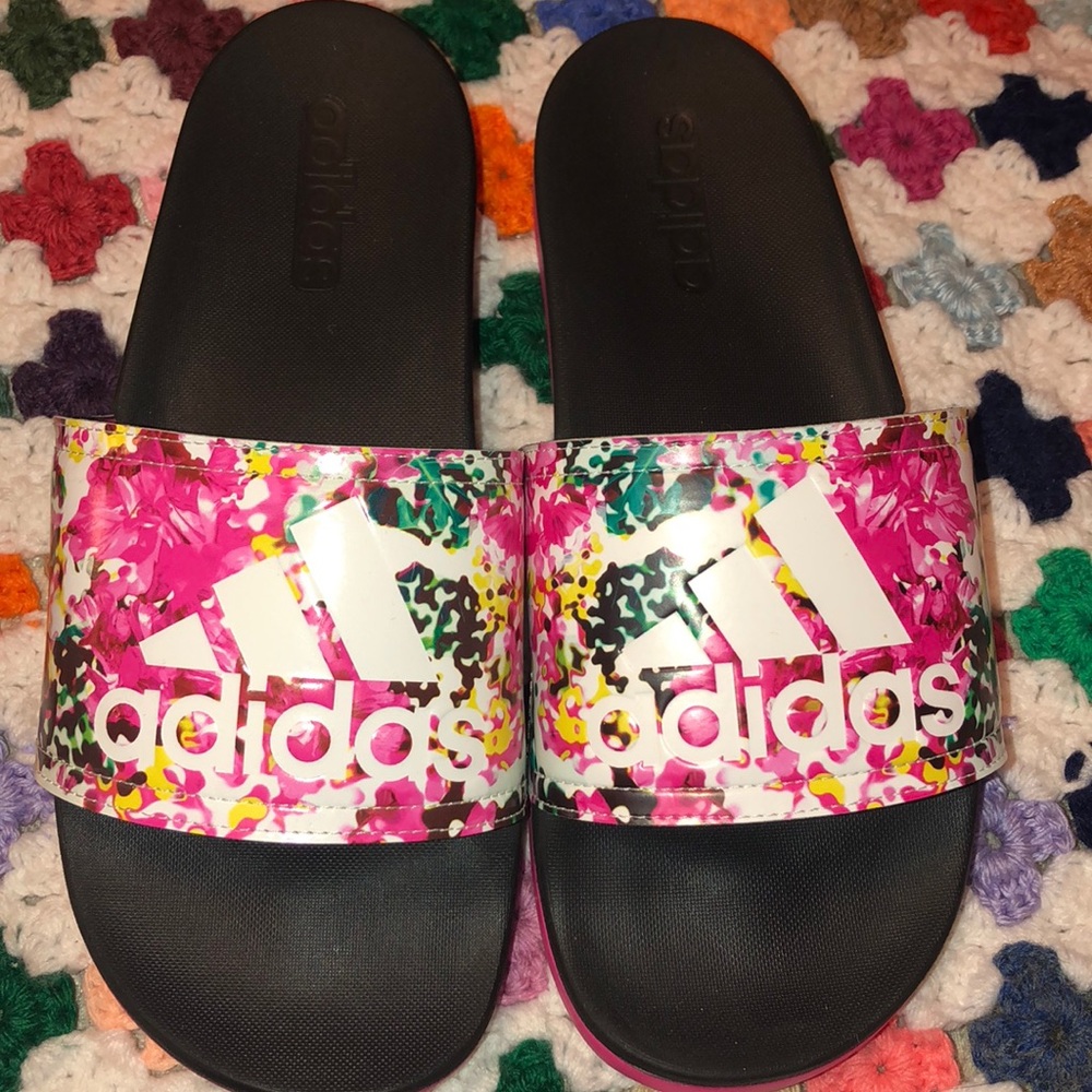Adidas floral slides